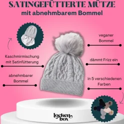 Plush | Satingefütterte Mütze mit abnehmbarem Bommel